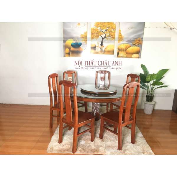 Bàn Ăn Tròn Gỗ Xoan Đào Tại Quốc Việt Ở Quỳnh Lưu Nghệ An FB 083
